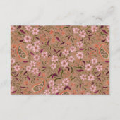 ピンクグリーンフローラペイズリーモチーフウェディングレセプション エンクロージャーカード (裏面)