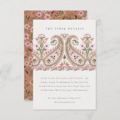 ピンクグリーンフローラペイズリーモ結婚チーフ詳細 エンクロージャーカード (正面/裏面)