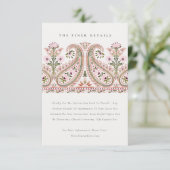 ピンクグリーンフローラペイズリーモ結婚チーフ詳細 エンクロージャーカード (スタンド正面)