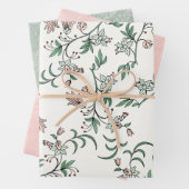 ピンクグリーンフローラヴィンテージペイズリー ラッピングペーパーシート (インサイチュ)