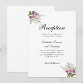 ピンクグリーンフローラ伝統的ウェディングレセプション エンクロージャーカード (正面/裏面)