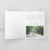 ピンクグリーンフローラ写真結婚のメッセージ折り畳み サンキューカード (内部)