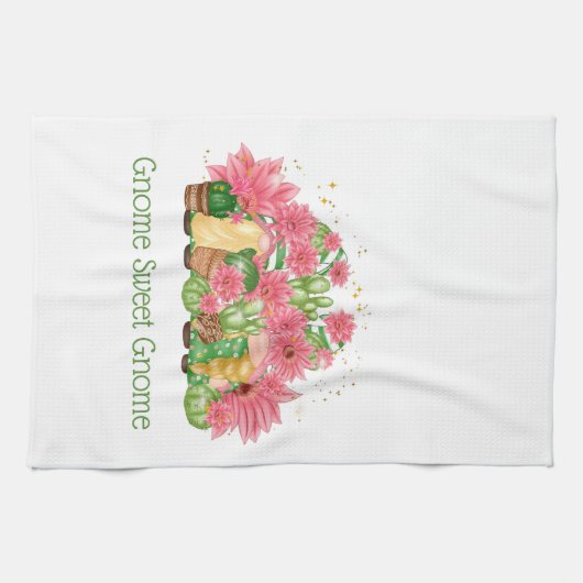 ピンクグリーンフローラ格言格言スウィート格言 キッチンタオル (横)
