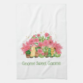 ピンクグリーンフローラ格言格言スウィート格言 キッチンタオル (縦)