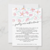 ピンクグリーンフローラ水彩ジュエリー気にカード ノートカード (正面)