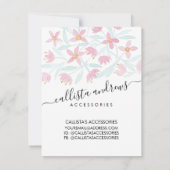 ピンクグリーンフローラ水彩ジュエリー気にカード ノートカード (裏面)