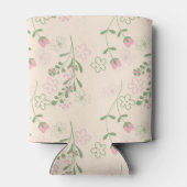 ピンクグリーンフローラ水彩植物飲料 缶クーラー (裏面)