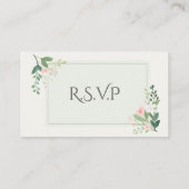 ピンクグリーンフローラ結婚式RSVP QRコード エンクロージャーカード (裏面)