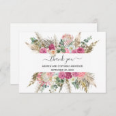 ピンクグリーンフローラ結婚植物体サンキューカード サンキューカード (正面/裏面)