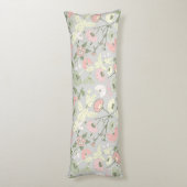 ピンクグリーンフローラ花女の子パターン ボディピロー (裏面 (縦))