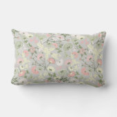 ピンクグリーンフローラ花女の子パターン ランバークッション (裏面)