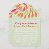 ピンクグリーンフローラ菊結婚式招待状 招待状 (正面/裏面)