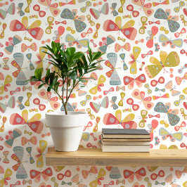 ピンクグリーンブルーパステルバタフライアート 壁紙