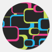 ピンクグリーンブルーレトロスクエアかわいらし ラウンドシール (正面)