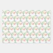 ピンクグリーンブルーヴィンテージサンタレトロクリスマスギフト ラッピングペーパーシート (正面3)