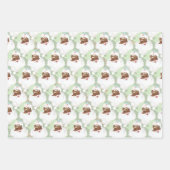 ピンクグリーンブルーヴィンテージブラックサンタクリスマスプレゼント ラッピングペーパーシート (正面3)