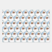 ピンクグリーンブルーヴィンテージブラックサンタクリスマスプレゼント ラッピングペーパーシート (正面3)