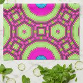 ピンクグリーンブルー抽象芸術 キッチンタオル (折り畳み)