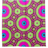 ピンクグリーンブルー抽象芸術 シャワーカーテン (正面)