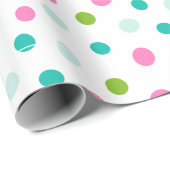 ピンクグリーンブルー水玉模様モダンクリスマス ラッピングペーパー (ロールコーナー)