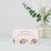 ピンクグリーンベビーイン開花おむつラッフルチケット 名刺 (スタンド正面)