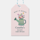 ピンクグリーンベビーイン開花ベビーシャワー ギフトタグ (正面)