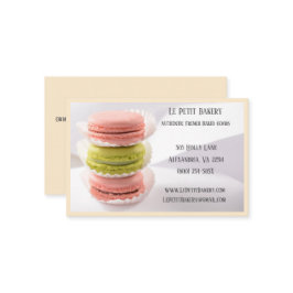 ピンクグリーンベーカリーベーカー菓子シェフマカロン 名刺