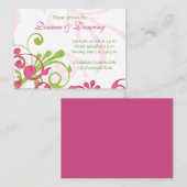 ピンクグリーンホワイトフローラウェディングレセプションカード エンクロージャーカード (正面/裏面)