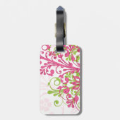 ピンクグリーンホワイト抽象芸術パーソナライズされたフローラ ラゲッジタグ (裏面縦)