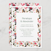 ピンクグリーンボホフローラガーデン春シック結婚ズ 招待状 (正面/裏面)