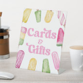 ピンクグリーンポプシクルパーティーカード&ギフトテーブルサイン 台座サイン (インサイチュ)