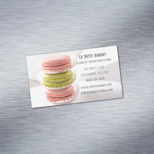 ピンクグリーンマカロンフードペストリーシェフベーカリーベイカー マグネット名刺 (インサイチュ)