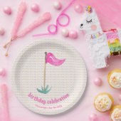 ピンクグリーンマスターズゴルフバースデーパーティー ペーパープレート (パーティー)