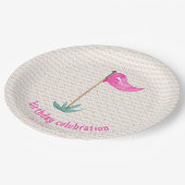 ピンクグリーンマスターズゴルフバースデーパーティー ペーパープレート (アングル)