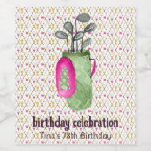 ピンクグリーンマスターズゴルフバースデーパーティー ワインラベル (シングルラベル)