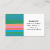 ピンクグリーンミニマリストストライプズハンドメイド 名刺 (裏面)