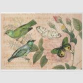 ピンクグリーンミュージカルバードバタフライバラエフェメラ 薄葉紙 (正面)