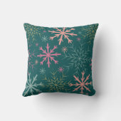 ピンクグリーンメリー金ゴールドと明るい雪片名 クッション (裏面)