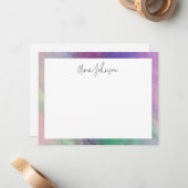 ピンクグリーンモダンホログラフィックフラットノートカード ノートカード (正面/裏面インサイチュ)