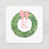 ピンクグリーンモノグラム赤ちゃんシャワーおむつラッフル エンクロージャーカード (裏面)