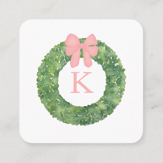 ピンクグリーンモノグラム赤ちゃんシャワーおむつラッフル エンクロージャーカード (裏面)