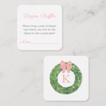 ピンクグリーンモノグラム赤ちゃんシャワーおむつラッフル