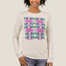 ピンクグリーンラベンダートライバルアートスモールタイルデザイン トライブレンドTシャツ