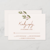 ピンクグリーンルビーオーキッドユーカリプトゥスウェディングRSVP (正面/裏面)