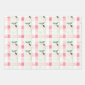 ピンクグリーンレトロクリスマス包装紙シート ラッピングペーパーシート (正面2)