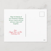 ピンクグリーンレトロパターン写真クリスマスポストカード シーズンポストカード (裏面)