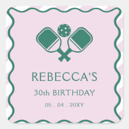 ピンクグリーンレトロピクレボール30歳の誕生日 スクエアシール