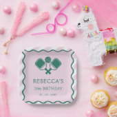 ピンクグリーンレトロピクレボール30歳の誕生日 ペーパープレート (パーティー)