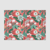 ピンクグリーンレトロフローラクリスマス 薄葉紙 (正面)