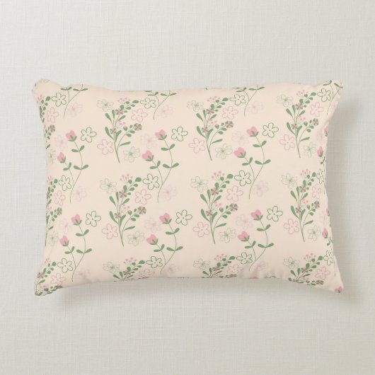 ピンクグリーンレトロY2K 70s花柄 アクセントクッション (正面)